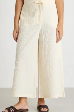 Pantalone a vita alta con coulisse - Avorio