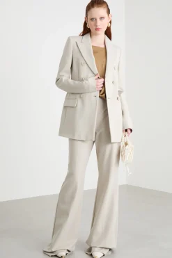 Pantalone a vita alta in jersey - Beige