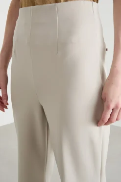 Pantalone a vita alta in jersey - Beige