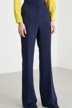 Pantalone a zampa in cady - Blu