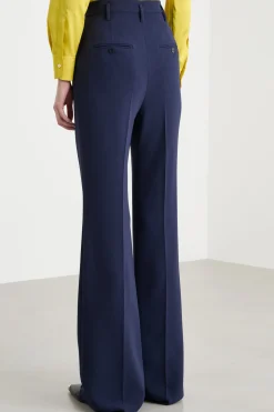 Pantalone a zampa in cady - Blu