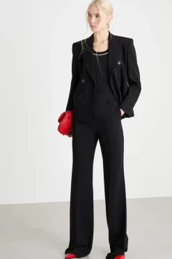 Pantalone a zampa in cady - Nero