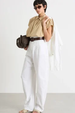 Pantalone balloon a vita alta - Bianco