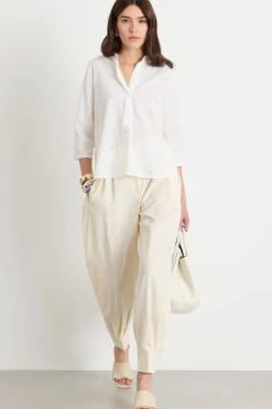 Pantalone balloon a vita alta - Bianco