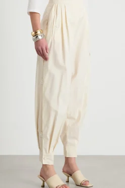Pantalone balloon a vita alta - Bianco