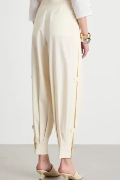 Pantalone balloon a vita alta - Bianco