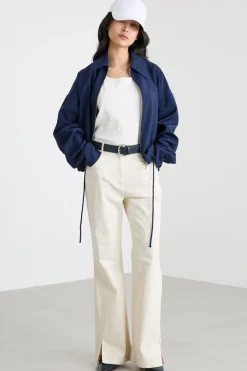 Pantalone bootcut in gabardina - Bianco