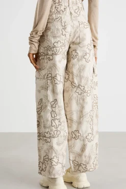 Pantalone cargo in drill - Beige
