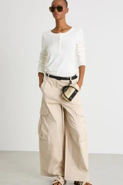 Pantalone cargo in gabardina - Beige