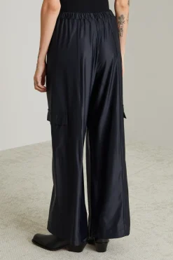 Pantalone cargo in jersey spalmato - Blu Notte