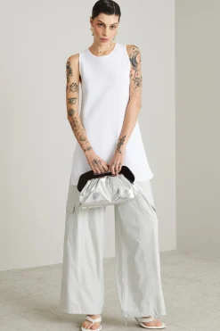 Pantalone cargo in jersey spalmato - Ghiaccio