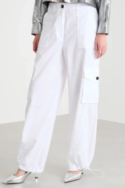 Pantalone cargo in popeline - Bianco