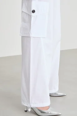 Pantalone cargo in popeline - Bianco
