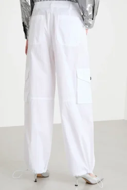 Pantalone cargo in popeline - Bianco
