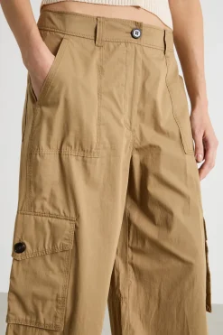 Pantalone cargo in popeline - Cammello