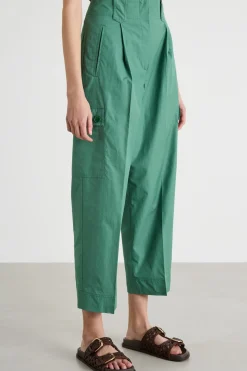 Pantalone cargo in popeline - Verde