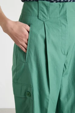 Pantalone cargo in popeline - Verde