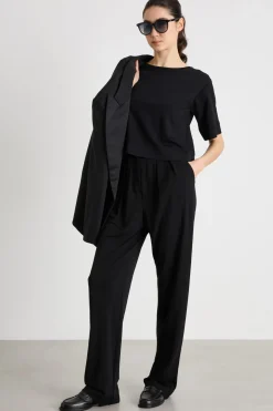Pantalone carrot in jersey - Nero