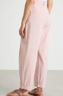 Pantalone carrot in popeline - Rosa