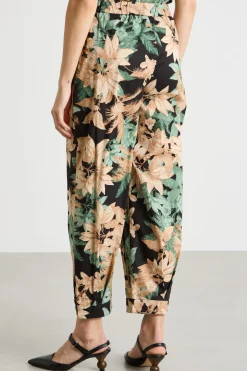 Pantalone carrot stampato - Nero Rosa Verde