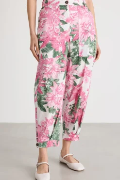 Pantalone carrot stampato - Rosa Verde Bianco