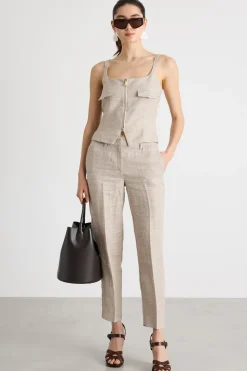 Pantalone chino in lino - Beige