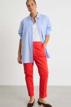 Pantalone chino in raso - Rosso