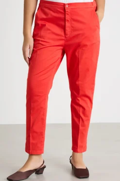 Pantalone chino in raso - Rosso