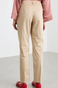 Pantalone chino in raso stretch - Beige