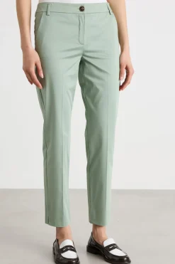 Pantalone chino in raso stretch - Verde