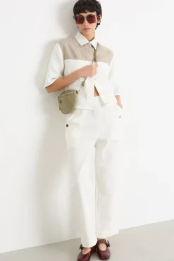Pantalone con abbottonatura marinière - Bianco
