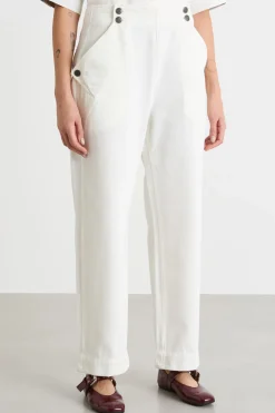 Pantalone con abbottonatura marinière - Bianco