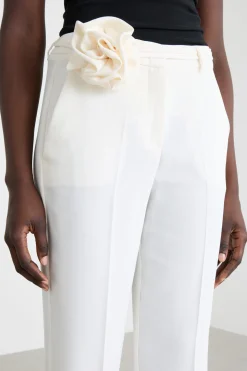 Pantalone con applicazione floreale - Bianco