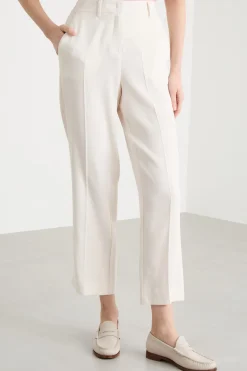 Pantalone con applicazione floreale - Bianco
