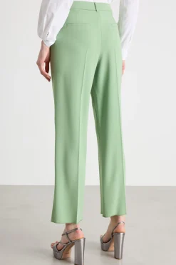 Pantalone con applicazione floreale - Verde