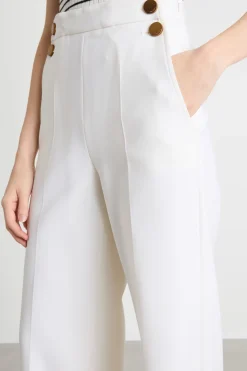 Pantalone con bottoni decorativi - Bianco