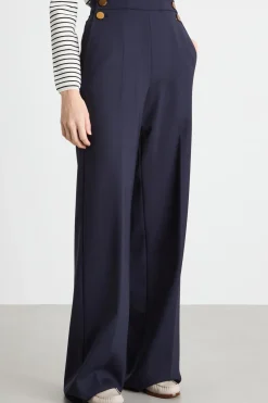 Pantalone con bottoni decorativi - Blu