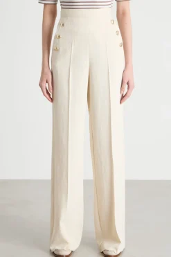 Pantalone con bottoni laterali - Avorio