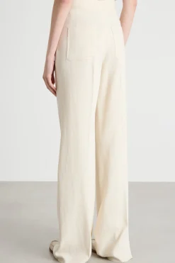 Pantalone con bottoni laterali - Avorio
