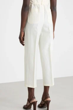 Pantalone con cintone alto - Bianco