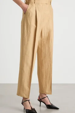 Pantalone con cintone alto - Cammello
