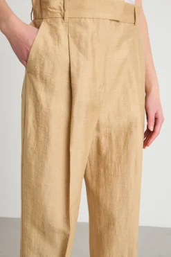 Pantalone con cintone alto - Cammello