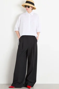 Pantalone con doppia piega - Nero