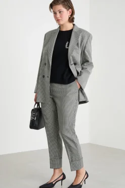 Pantalone con fantasia pied de poule - Nero Bianco