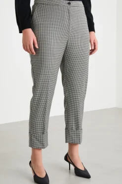 Pantalone con fantasia pied de poule - Nero Bianco