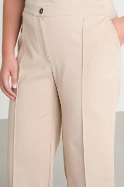 Pantalone con piega cucita - Beige