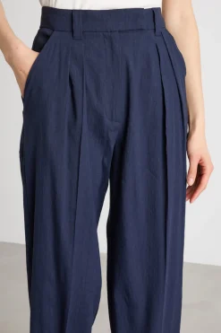Pantalone con pieghe - Blu