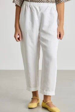 Pantalone con risvolto al fondo - Bianco