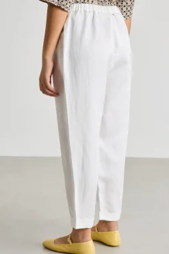 Pantalone con risvolto al fondo - Bianco