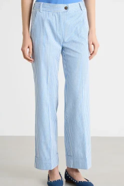 Pantalone con risvolto - Azzurro Bianco
